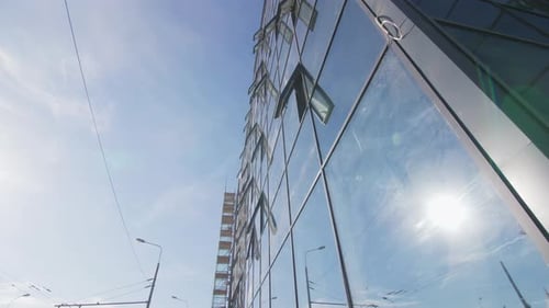 Office Skyscraper Building with Glass Facade in City