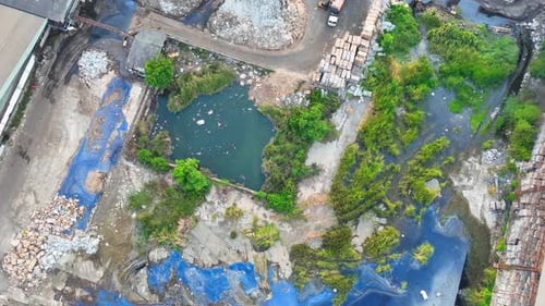 Aerial View of Industrial Waste and Environmental Decay