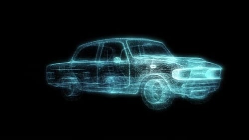 Futuristic Digital Hologram Car Rotating Animation