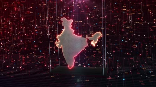 Digital map of India globe network tech Asia, concept network data transfer cyber. Map India modern