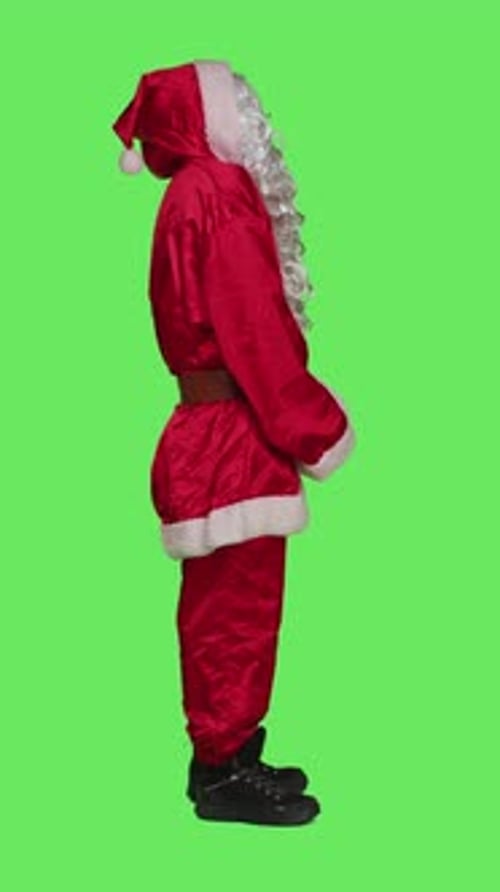 Vertical Video Profile of Santa Claus Confused on Greenscreen