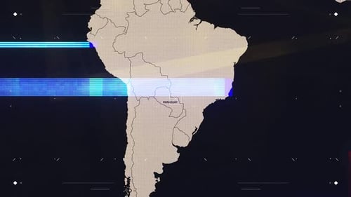 Digital World Map Country Highlight Glitch Animation