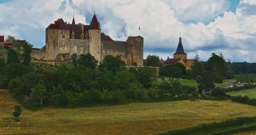 Aerial View Looking Down on the Chateau of Chateauneuf Burgundy France