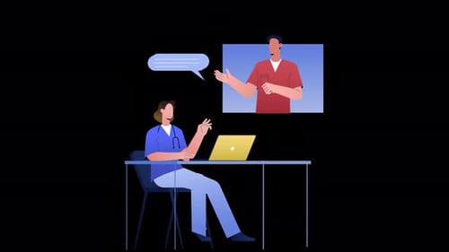 Flat Design Animated Doctors Online Medical Consultation