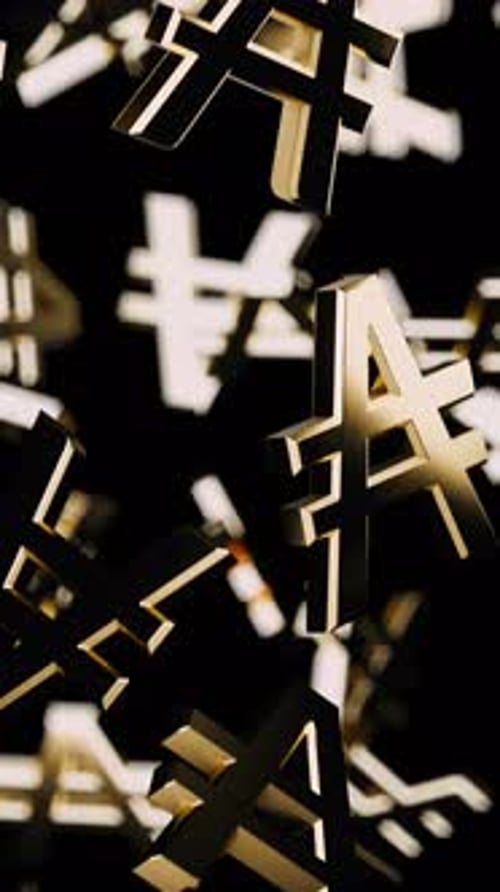 Falling Golden Letter A Symbols Animation