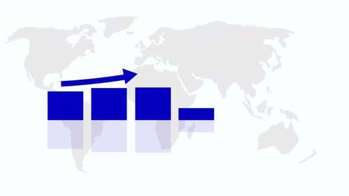 Animated Bar Chart with Upward Arrow on Global World Map