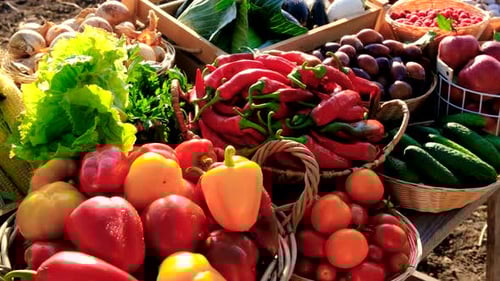Fruits and Vegetables at the Farmers Market Selective Focus