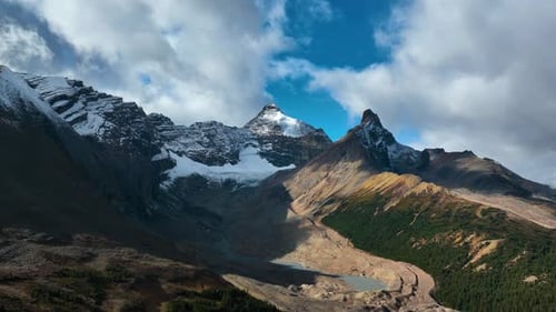 Drone view of the Rocky Mountains. Banff National Park, Alberta, Canada.