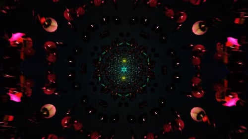 Pulsating Neon Light Show With Rotating Geometric Patterns