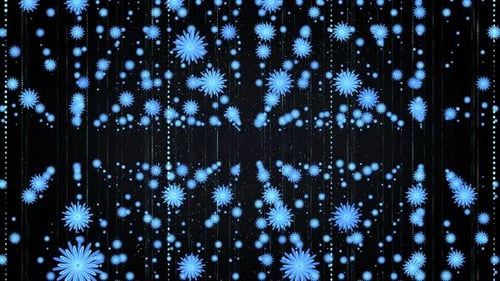Animated Blue Snowflakes and Particle Trails Loop