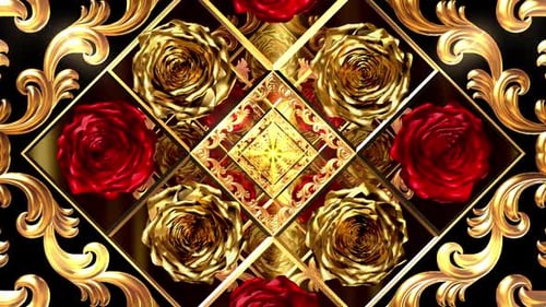 Opulent Golden Rose Ornament Animated Seamless Loop