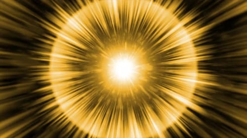 Vibrant yellow energy burst loop with glowing light beams radiating outward.
