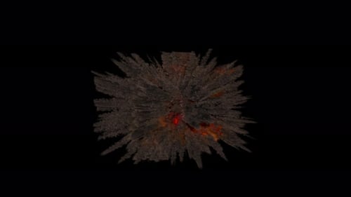 explosion sur fond transparent, vue de haut en bas