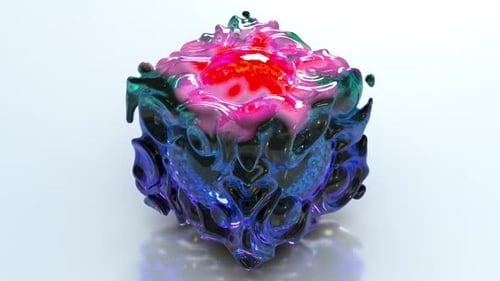 Abstract Fluid Iridescent Cube Morphing Animation