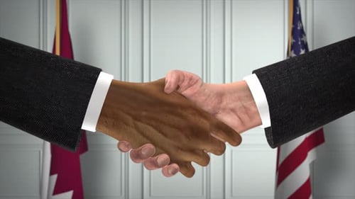 Business Handshake Animation with International Flags