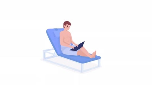 Animated Man Working on Beach Chair