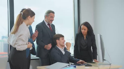 Group of multi-Ethnic businessman and businesswoman working in office.