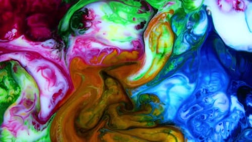 Dynamic Abstract Fluid Motion of Colorful Ink
