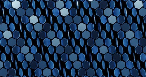 Blaues Glasstech-Sechseckmuster in 4K-Schleife