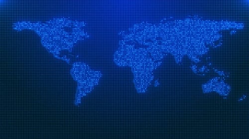 Cyber Futuristic Worldwide Business Global 3D World Trade Map of 5G Smart Deep Tech Space AI Big