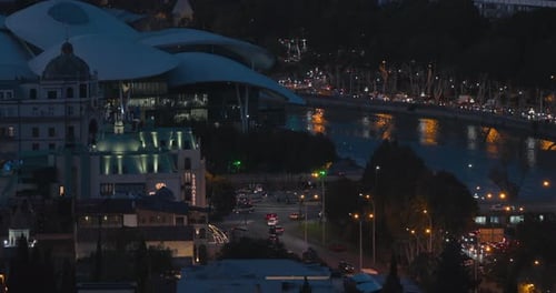 Tbilisi Georgia Night Streets Of Tbilisi Evening Scenic View Of Justice House Public Service Hall