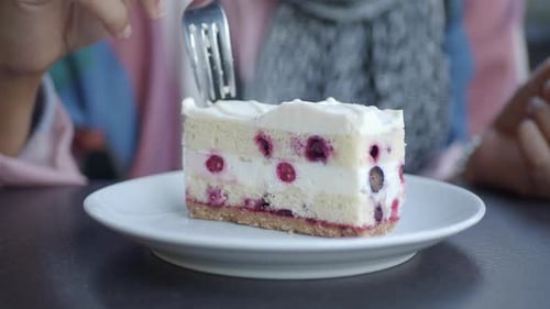Delicious Slice of Berry Cake with Whipped Cream