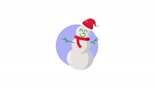 santa snowman with scarf and santa hat icon illustration animation motion graphic design video
