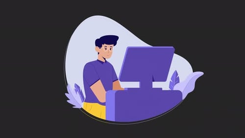 Boy Checks Social Media On Desk Computer On Alpha 4k