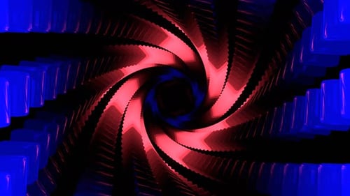 Deep Blue And Light Red Fantastic Led Vortex Spiral Background Vj Loop In 4K