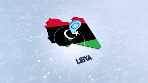3D Animated Map of Libya with Location Pin