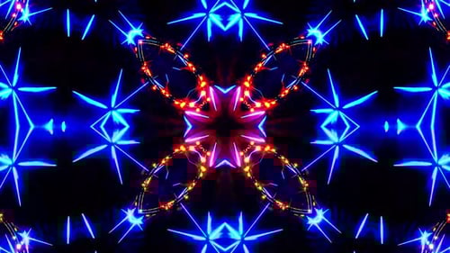 Abstract Neon Geometric Kaleidoscope Loop Background