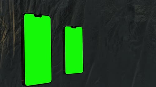 Green screen cellphone animation on a black planet