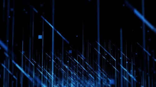 Glowing Blue Lines and Cubes Digital Data Flow Background