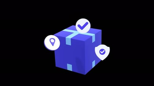 Looping Animation Of Secure Package Delivery And Parcel Protection Concepts With Alpha Channel.