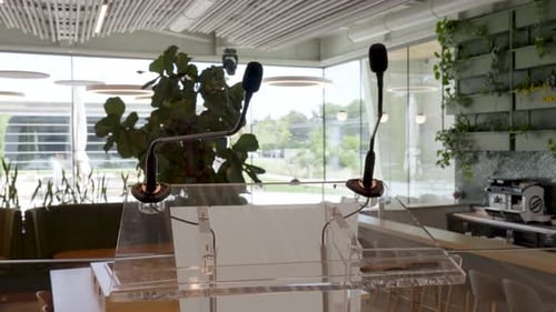 Modern Office Podium with Microphones