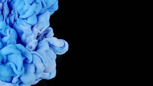 Ethereal Fluid Art Fusion Abstract Colors Mix of Ink Color Paint Falling on Water Blue and White
