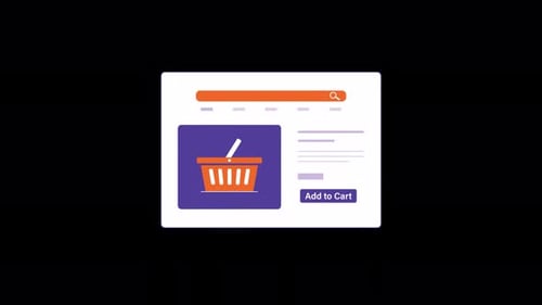 Animated Online Shopping Cart Icon with Add to Cart Action