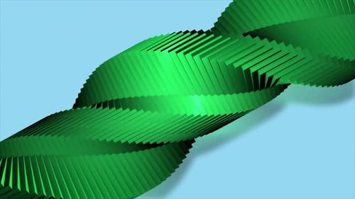 3D grüne abstrakte geometrische Struktur, die zu einer Wellenform verdreht ist