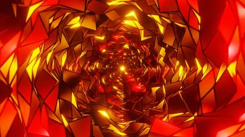 Animation en boucle de fond de tunnel rocheux en couleur de style comics rouge et orange en 4K