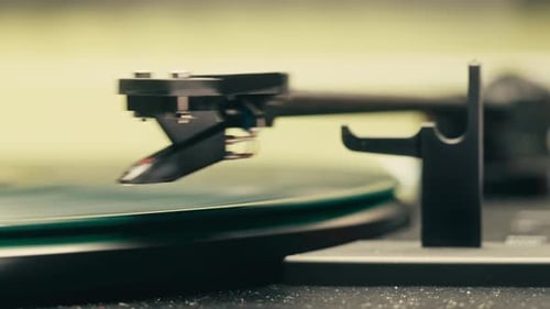 Record Spinning Vinyl Player Record Spinning Spinning Vinyl Turntable Close Up Macro Needle Playing