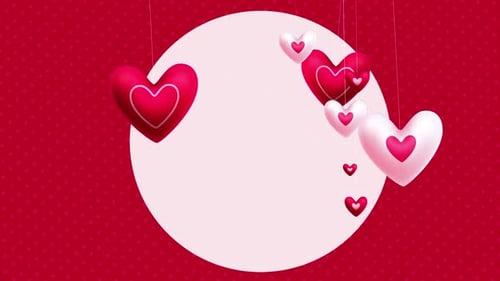 Romantic 3D Hearts Swinging Around Customizable Background Circle