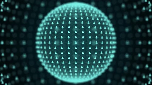 HD Futuristic Social Network Sphere Animation – Blue Digital User Connectivity Globe Loop