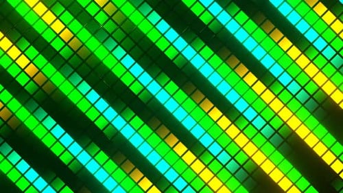 Yellow Green And Turquoise Glowing Pixels Movement Background Vj Loop In 4K