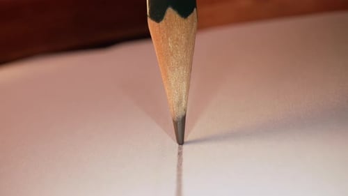 Pencil Draws a Straight Line on Paper