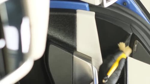 Hand Cleaning Modern Car Interior Trim