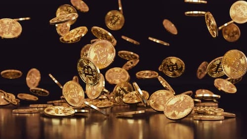 Dynamic Falling Golden Bitcoin Coins Animation