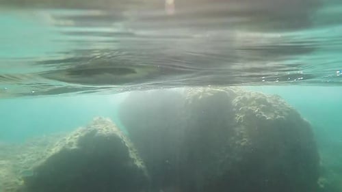 Unterwasser in der Nähe eines Felsens