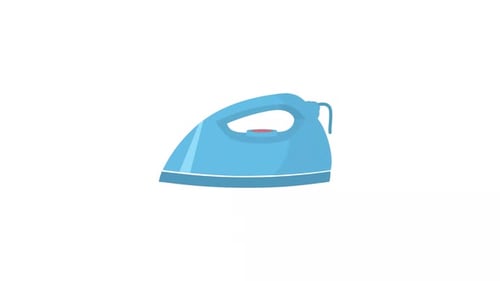 Animated Flat Design Electric Iron Icon