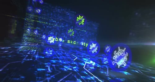 Antivirus cyber security virus detect symbols loop cyber concept