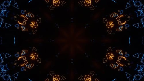 Neon Geometric Kaleidoscope Background Loop